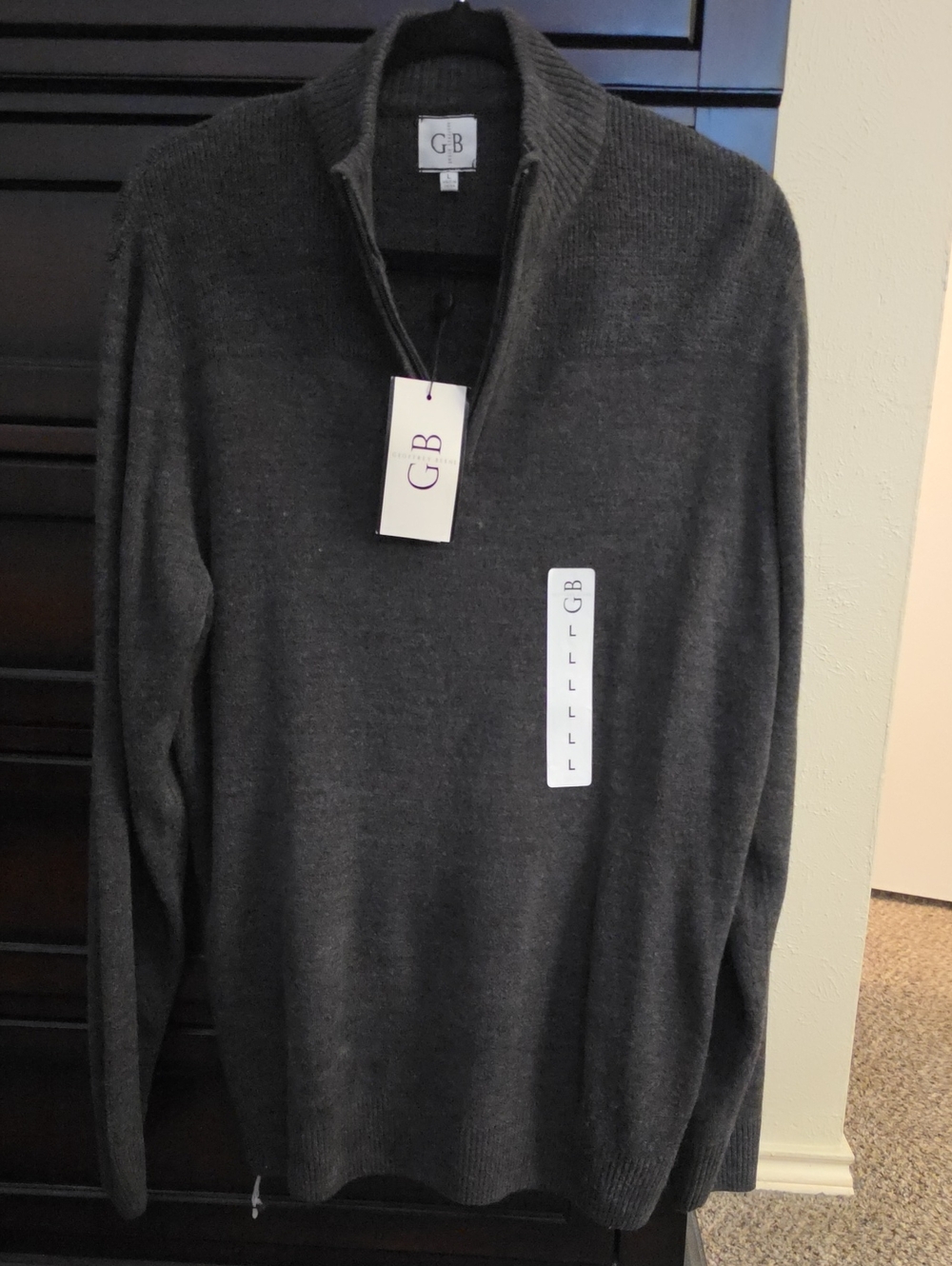 Geoffrey Beene Men's Charcoal Gray Zip-Up Sweater